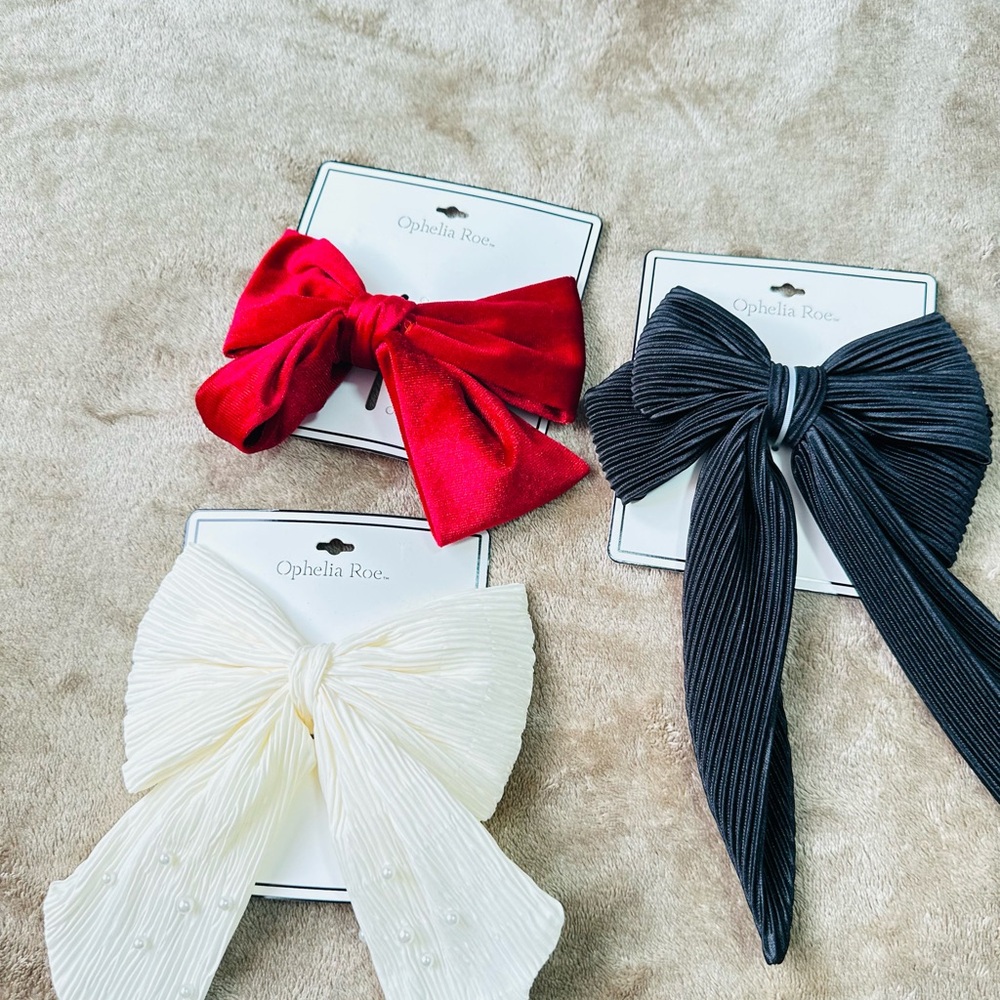 Elegant Hair Bows Set - Red, Black, White The price for all three is 21